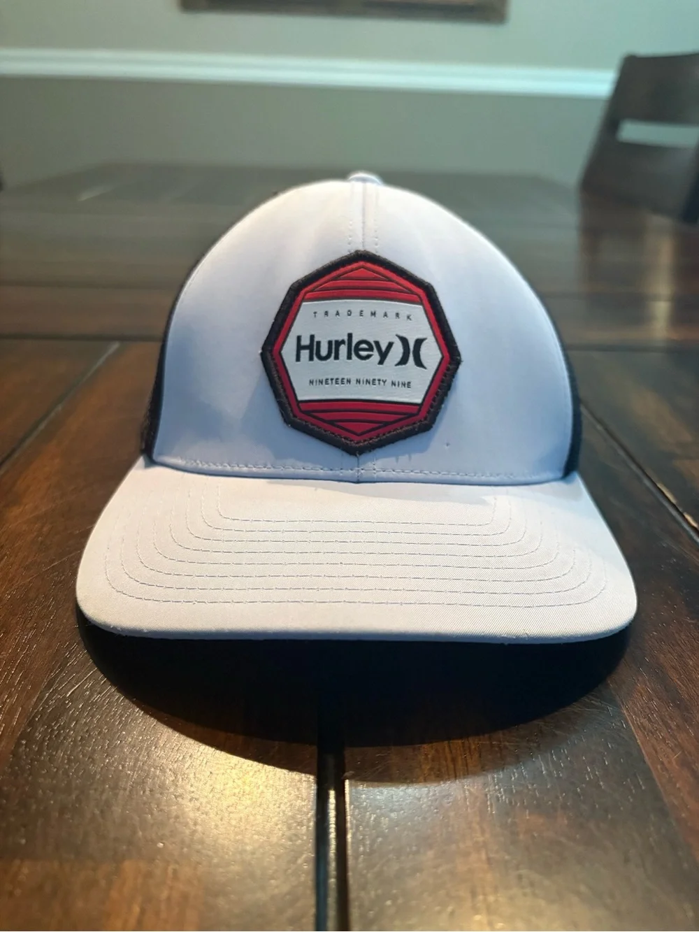 The Classic White and Black Hat with Red Hex Logo Patch